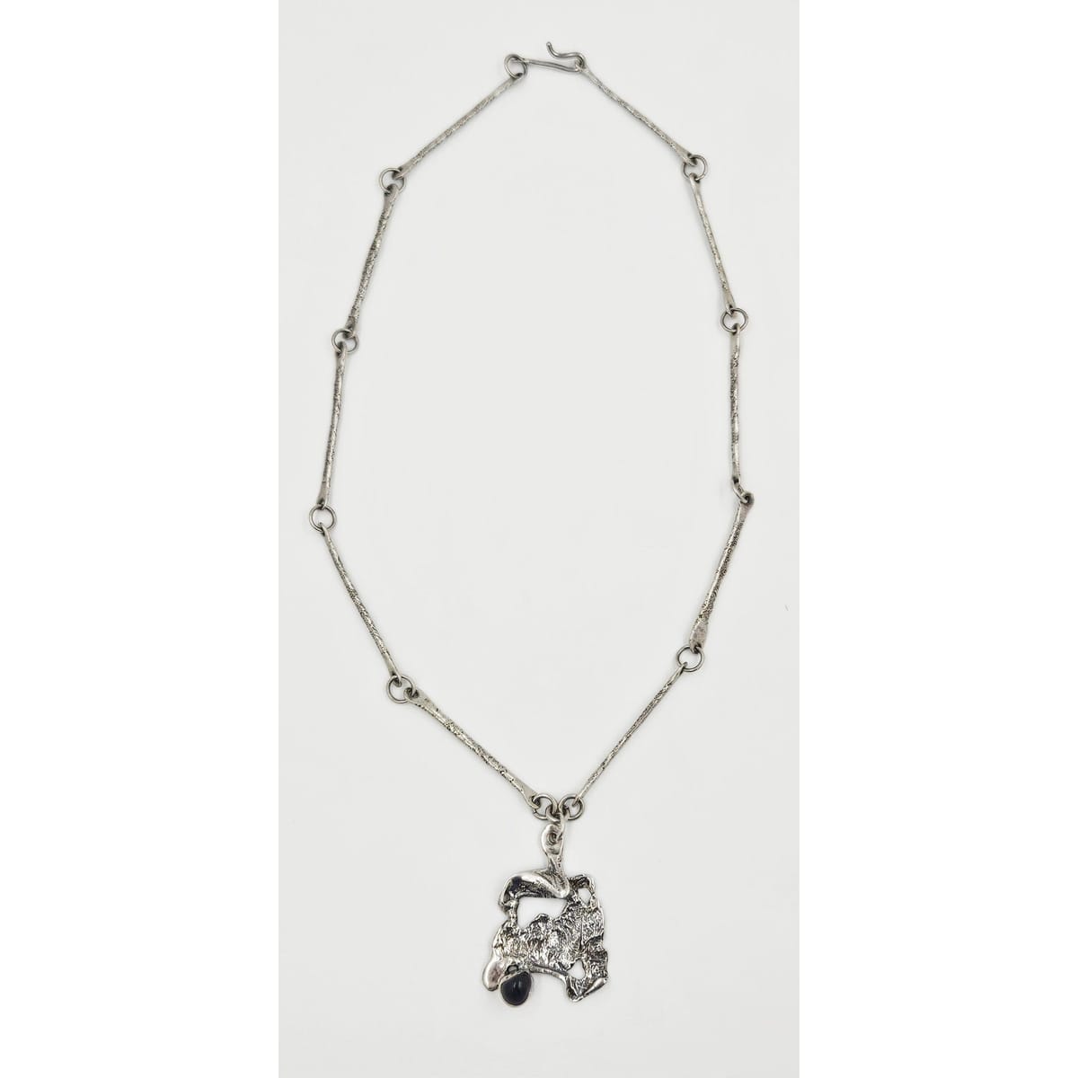 Jens Gudjonsson Jewelry Jens Guðjónsson Iceland Sterling Onyx Brutalist Mod Statement Necklace 1970s