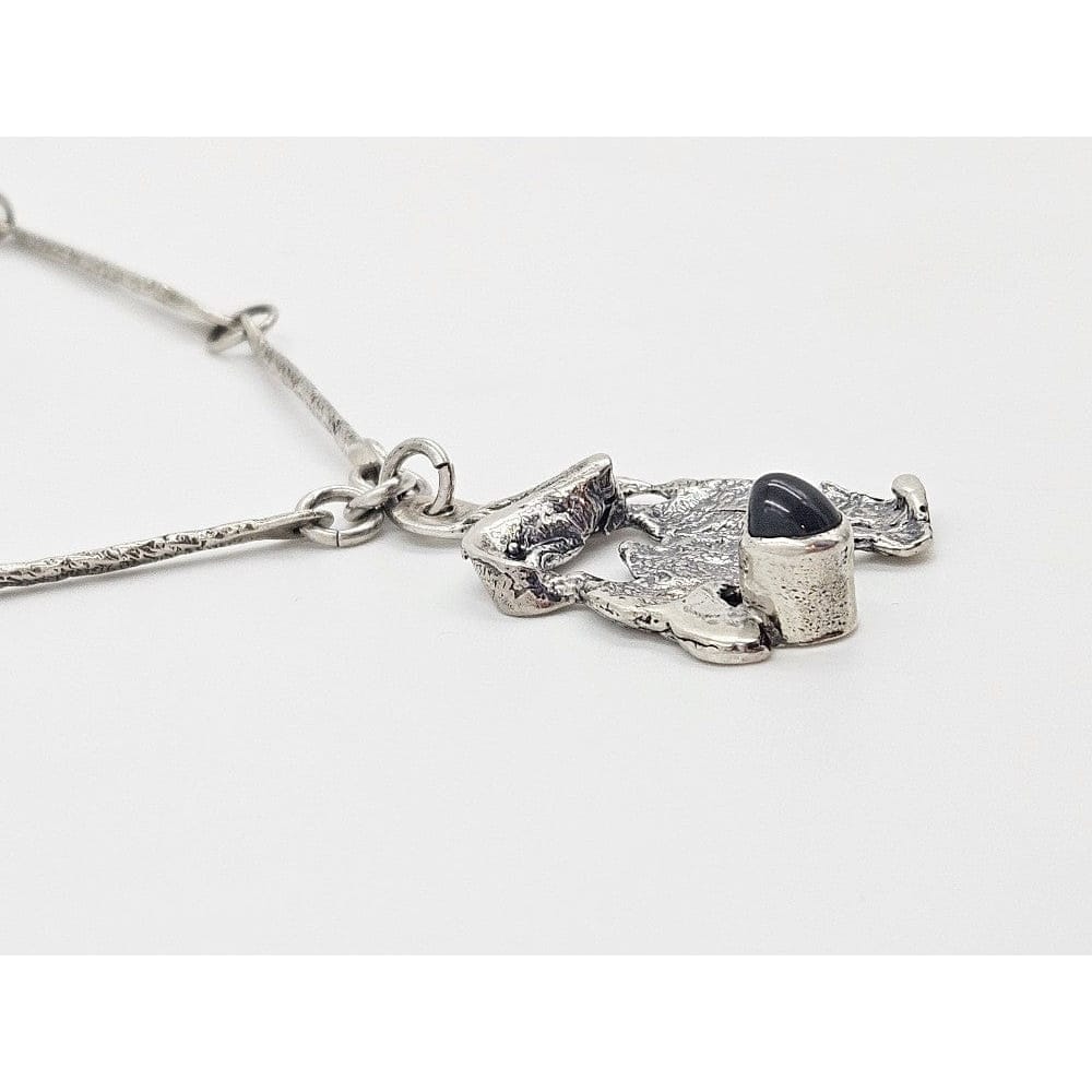Jens Gudjonsson Jewelry Jens Guðjónsson Iceland Sterling Onyx Brutalist Mod Statement Necklace 1970s