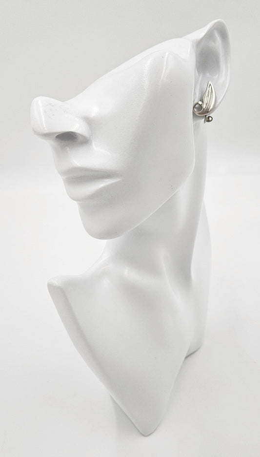Joan Polsdorfer Jewelry Rare JoPoL for Georg Jensen Modernist Sterling Leaves Earrings #117 Circa 1940's