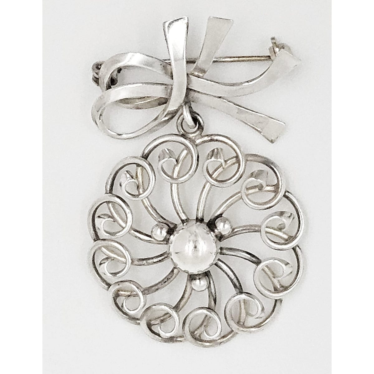 John Lauritzen Jewelry Denmark Designer John Lauritzen Sterling Large Bows Flower Brooch C. 1960s