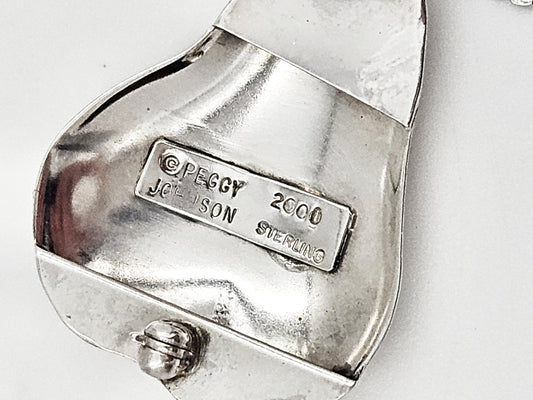 Johnson Jewelry Designer Peggy Johnson Sterling Silver Pear Brooch Signed Dated 1986