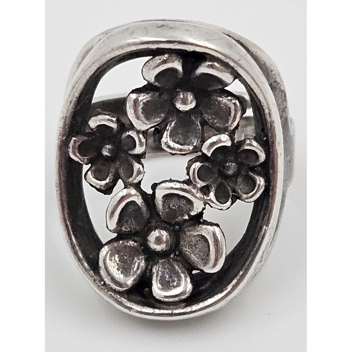 Jorma Laine Turun Hopea Finland Jewelry Rare Jorma Laine for Turun Hopea Finland Silver 3-D Flower Ring Circa 1976