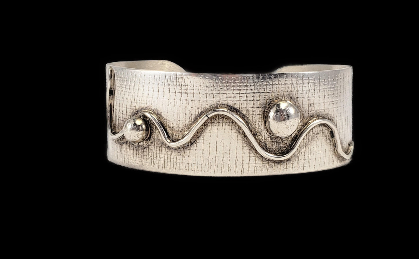 JSK Jewelry Artisan JSK Sterling Abstract Modernist Geometric Bracelet Signed Dated 1985
