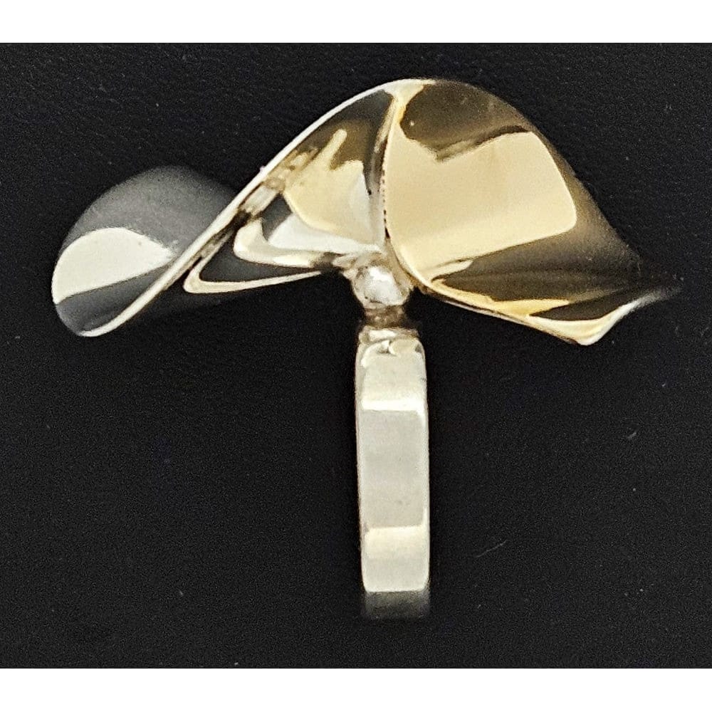Kaunis Koru Jewelry Designer Finnish Kaunis Koru Sterling & Gold Modernist HUGE Ring 1976