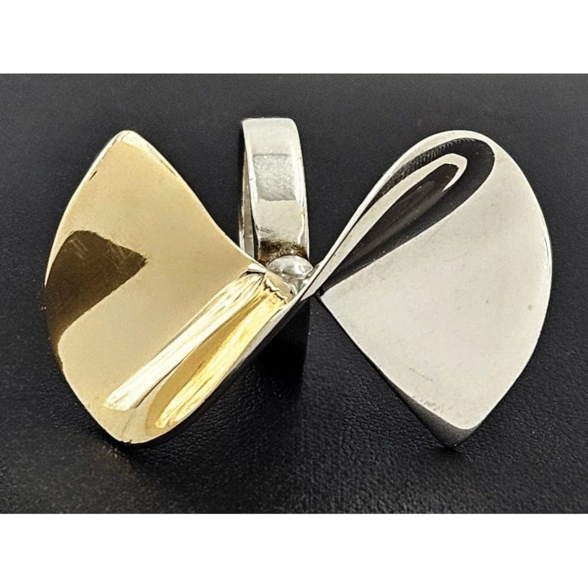 Kaunis Koru Jewelry Designer Finnish Kaunis Koru Sterling & Gold Modernist HUGE Ring 1976