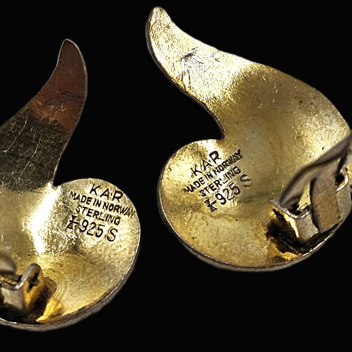 Knut Andreas Rasmussen Jewelry Knut Andreas Rasmussen KAR Gilt Sterling Enamel Art Deco Earrings C. 1930s