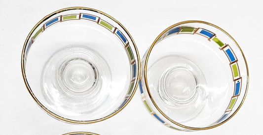 Libbey Serveware MCM Libbey Nordic Pattern Set/2 Footed Sherbet Bowls Barware Coupes 1950's