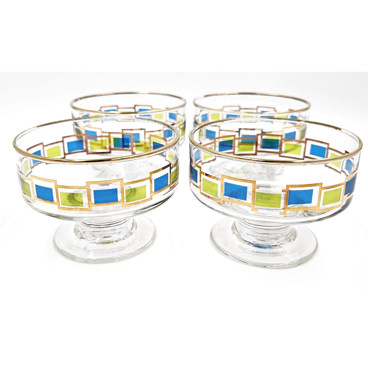 Libbey Serveware MCM Libbey Nordic Pattern Set 4 Footed Sherbet Bowls Barware Coupes 1950&