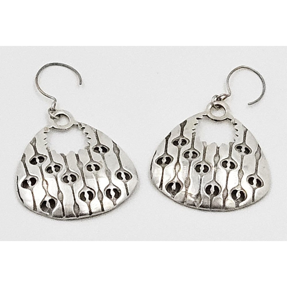 Lisa Jenks Jewelry Superb Artisan Lisa Jenks Sterling Silver Modernist Dangle Hoop Earrings