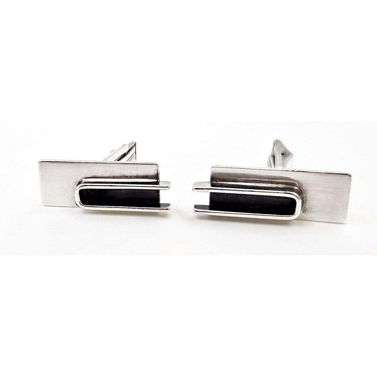 Lore Sterling Jewelry Rare Designer Lore Garrick Sterling Silver Modernist Cufflinks Circa 1950s