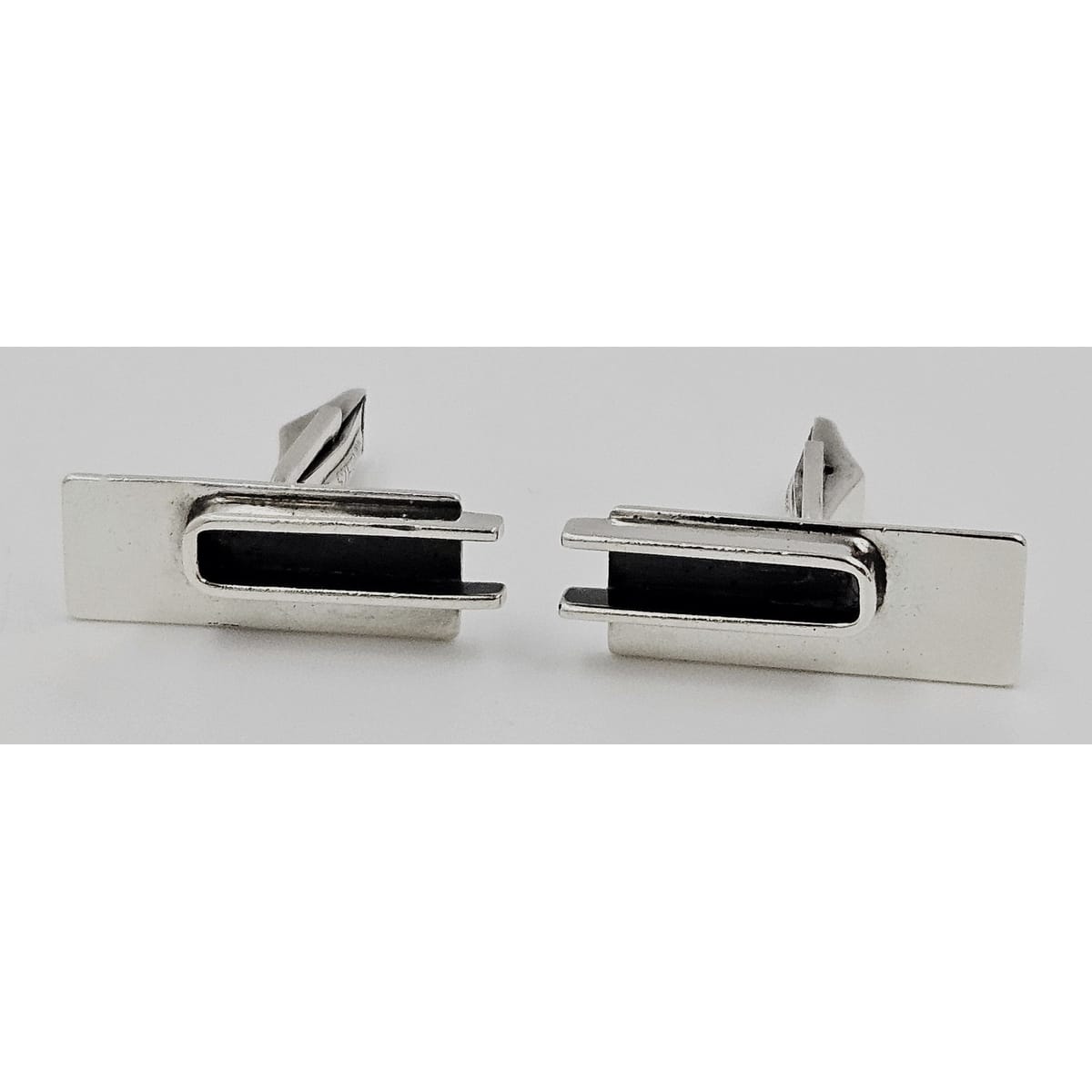 Lore Sterling Jewelry Rare Designer Lore Garrick Sterling Silver Modernist Cufflinks Circa 1950s