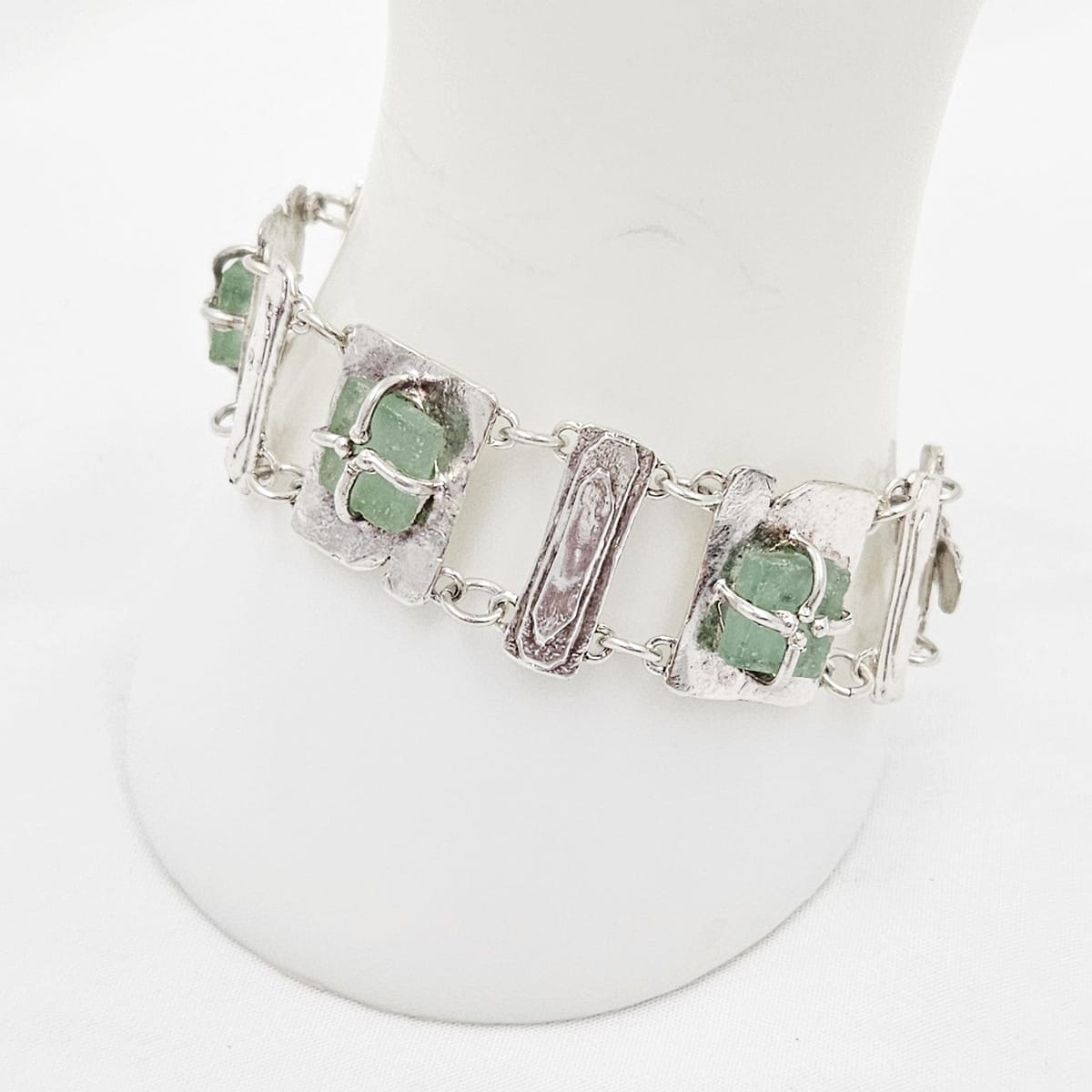 Luli Hammerstein Jewelry Luli Hammersztein Sterling Roman Glass Modernist Necklace & Bracelet Set 1980s