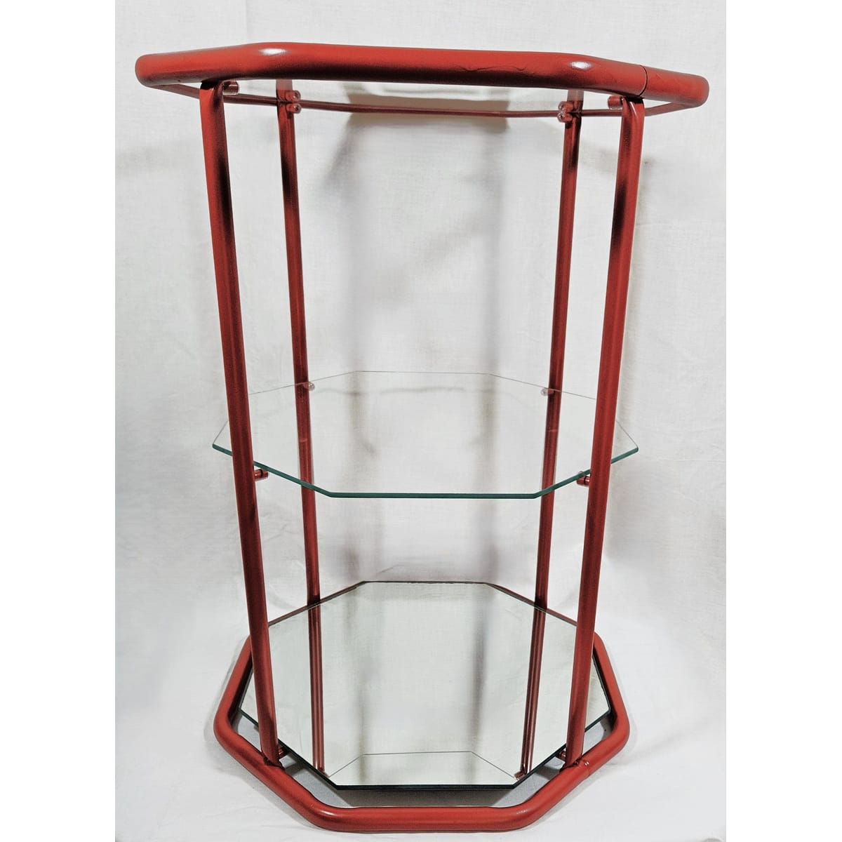MCM Etagere Shelf Home Decor MCM Brass Glass Mirror 3 Tier Etagere