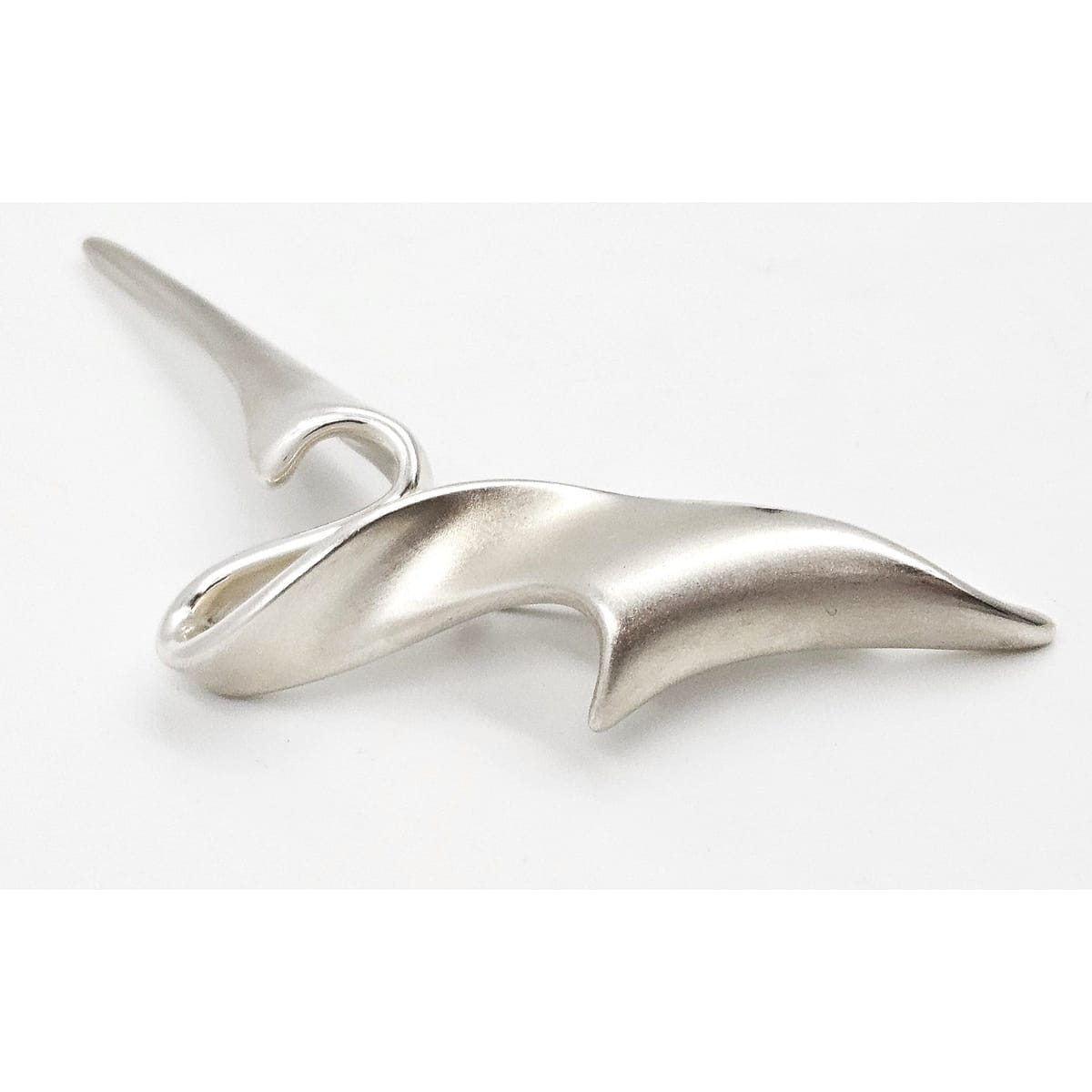 MCM Sterling Artisan Brooch Jewelry 925 Silver Abstract Mod Brooch 4"L 17.2g