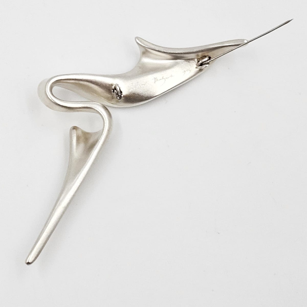 MCM Sterling Artisan Brooch Jewelry 925 Silver Abstract Mod Brooch 4"L 17.2g