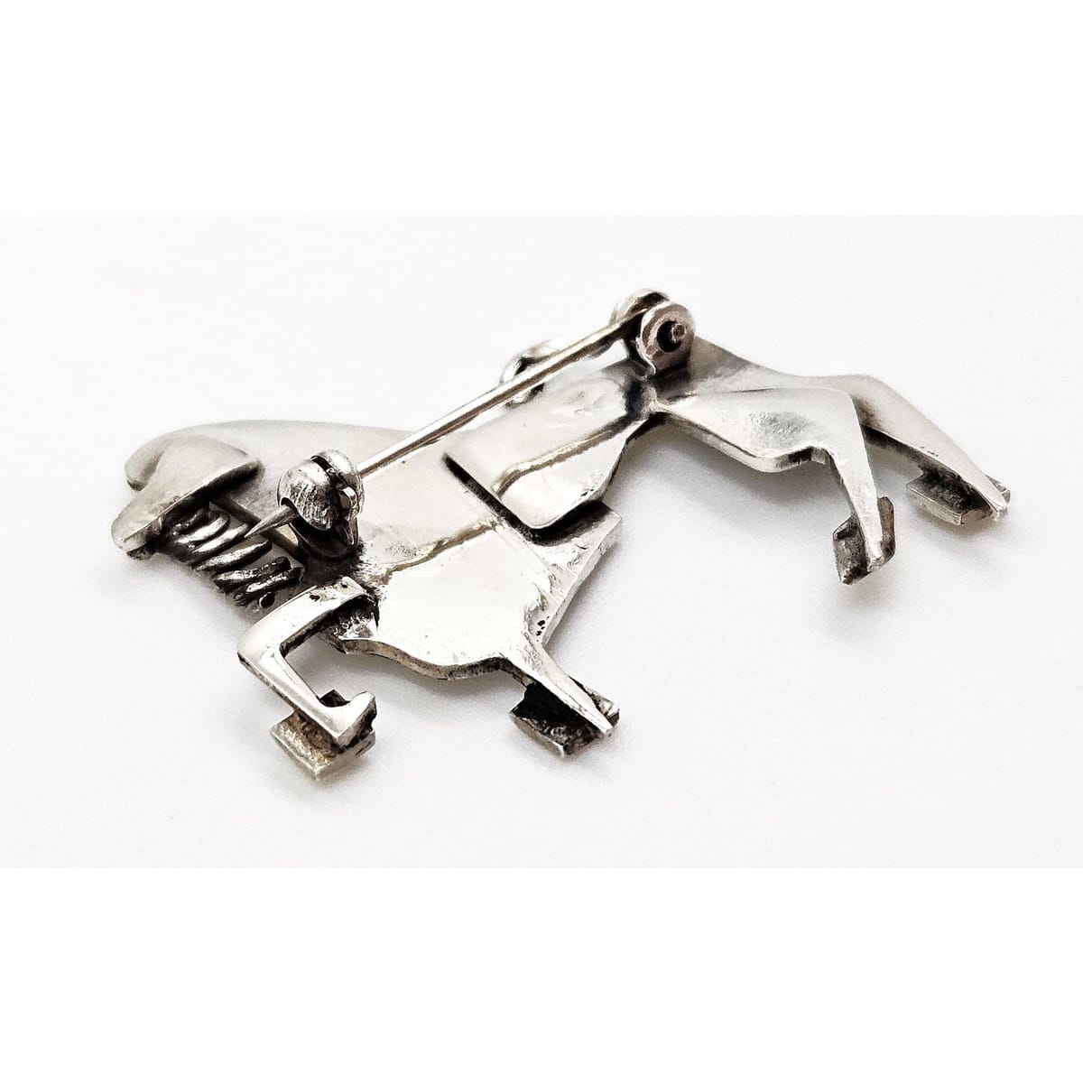 Vintage sterling silver abstract modernist Constructivism Bull Taurus Brooch Pin, view 6 of 8