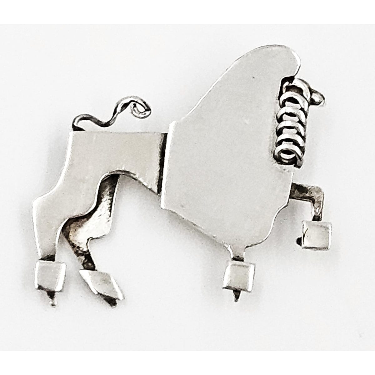 Vintage sterling silver abstract modernist Constructivism Bull Taurus Brooch Pin, view 3 of 8