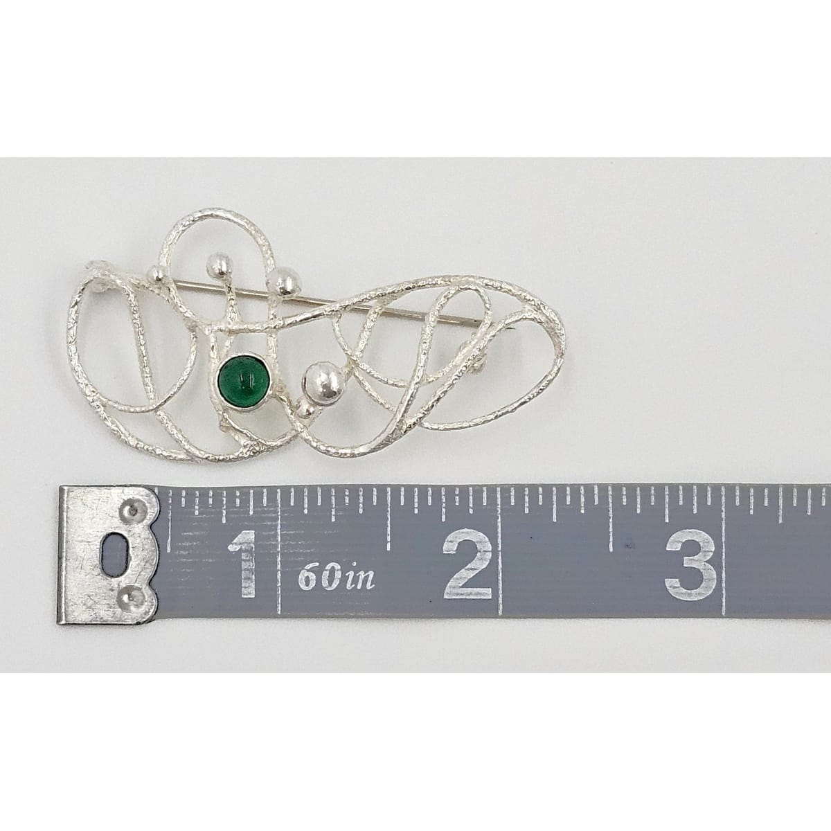 MCM Modern sterling silver and Chrysoprase Brooch, view 9 of 9