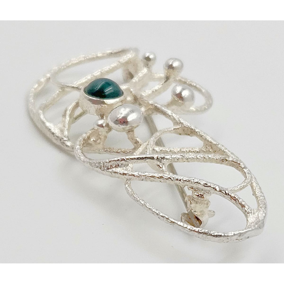 MCM Modern sterling silver and Chrysoprase Brooch, view 6 of 9