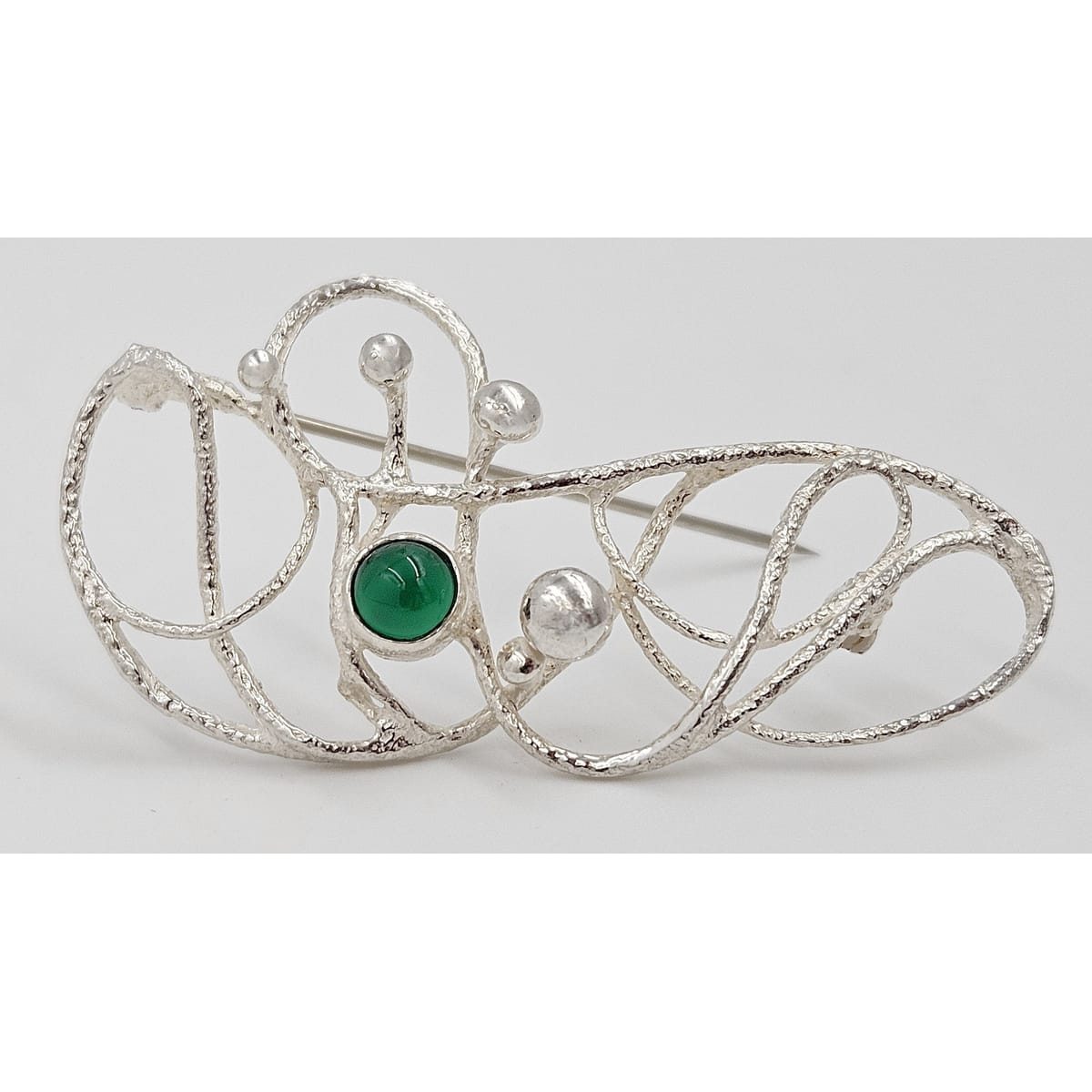 MCM Modern sterling silver and Chrysoprase Brooch, view 4 of 9