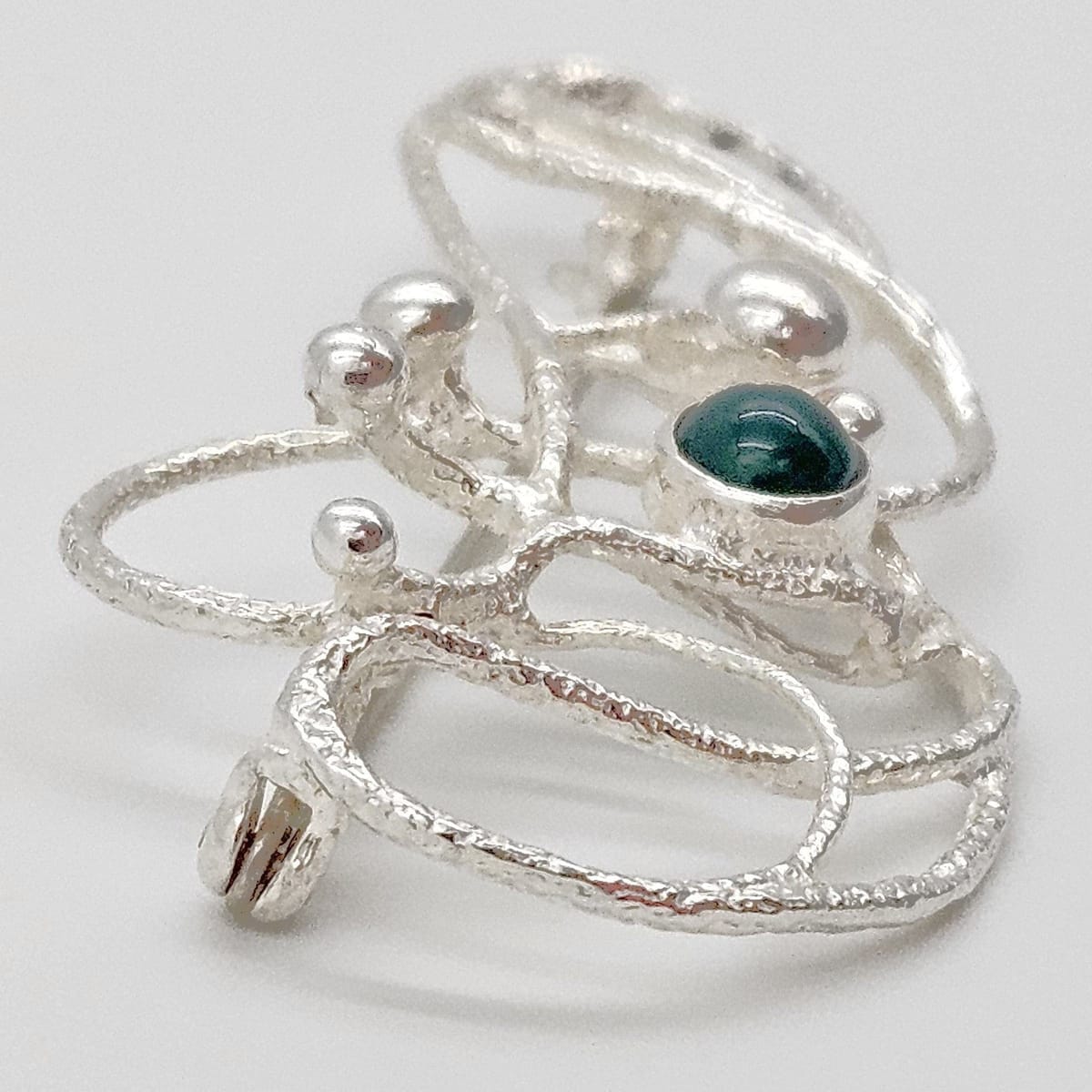 MCM Modern sterling silver and Chrysoprase Brooch, view 7 of 9