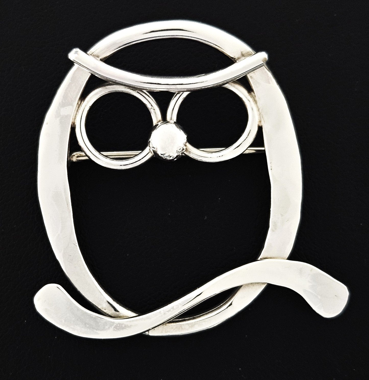 MCM Sterling Artisan Brooch Jewelry MCM Modernist Sterling Silver Owl with Glasses Brooch
