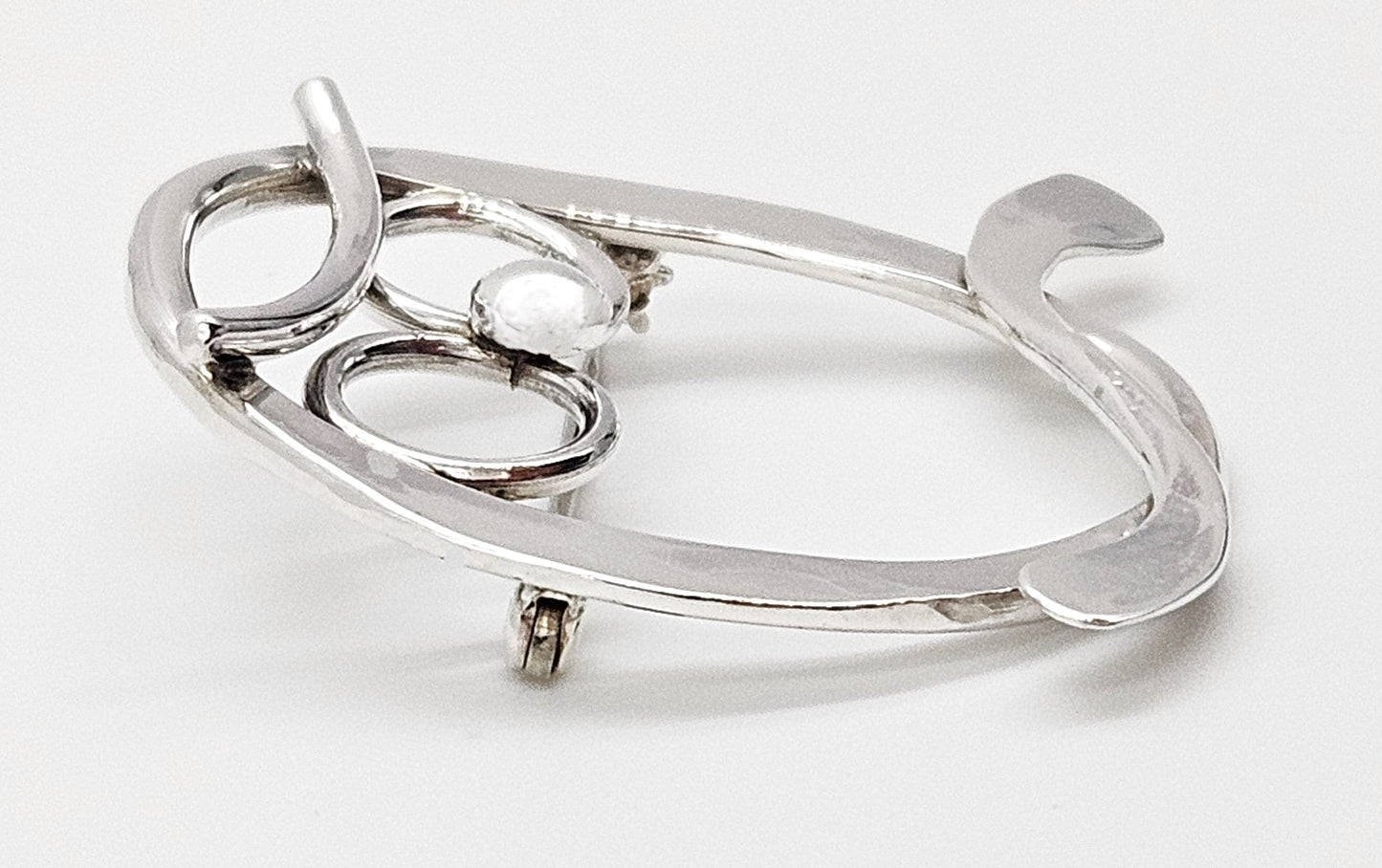 MCM Sterling Artisan Brooch Jewelry MCM Modernist Sterling Silver Owl with Glasses Brooch