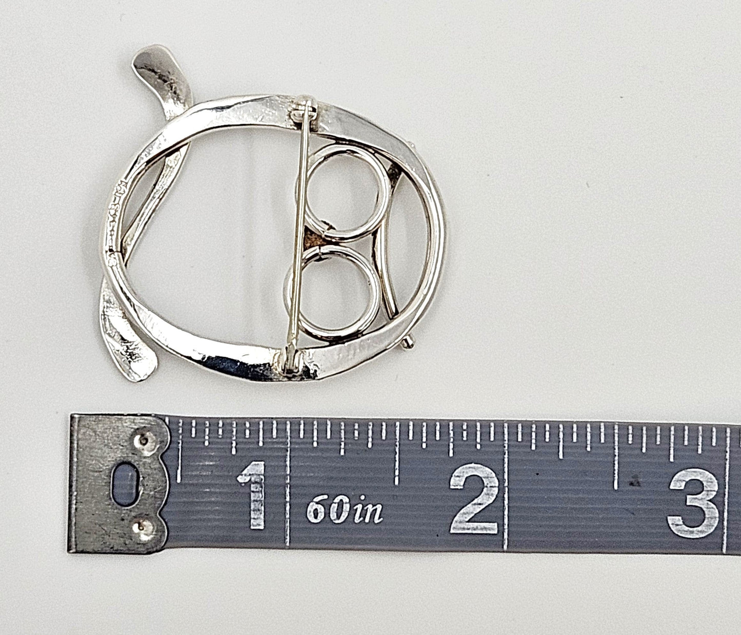 MCM Sterling Artisan Brooch Jewelry MCM Modernist Sterling Silver Owl with Glasses Brooch