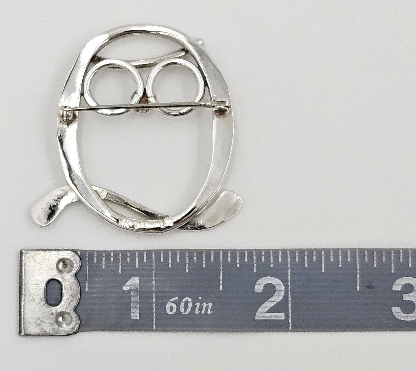 MCM Sterling Artisan Brooch Jewelry MCM Modernist Sterling Silver Owl with Glasses Brooch