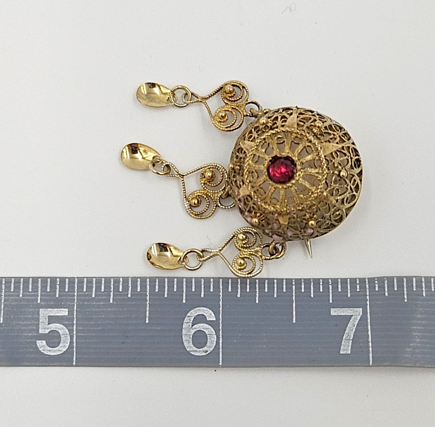 MCM Sterling Garnet Solje Jewelry Scandinavian MCM Sterling Solje Brooch with Faceted Garnet Stone