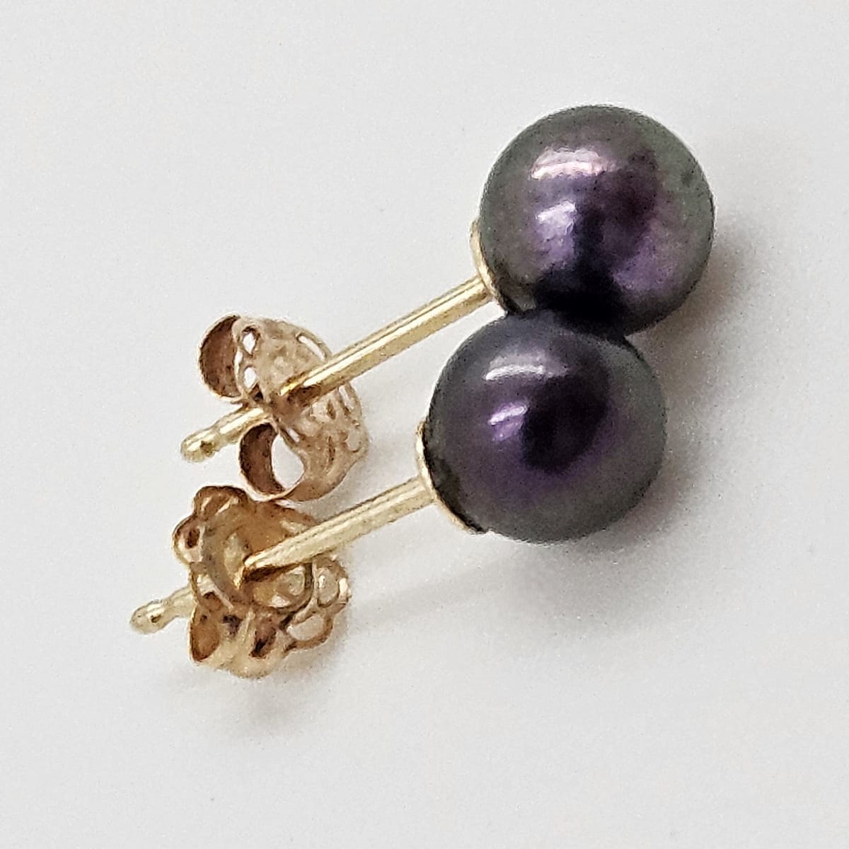 Mikimoto Jewelry Vintage Mikimoto 14k Gold Black South Sea Iridescent 5mm Pearl Stud Earrings