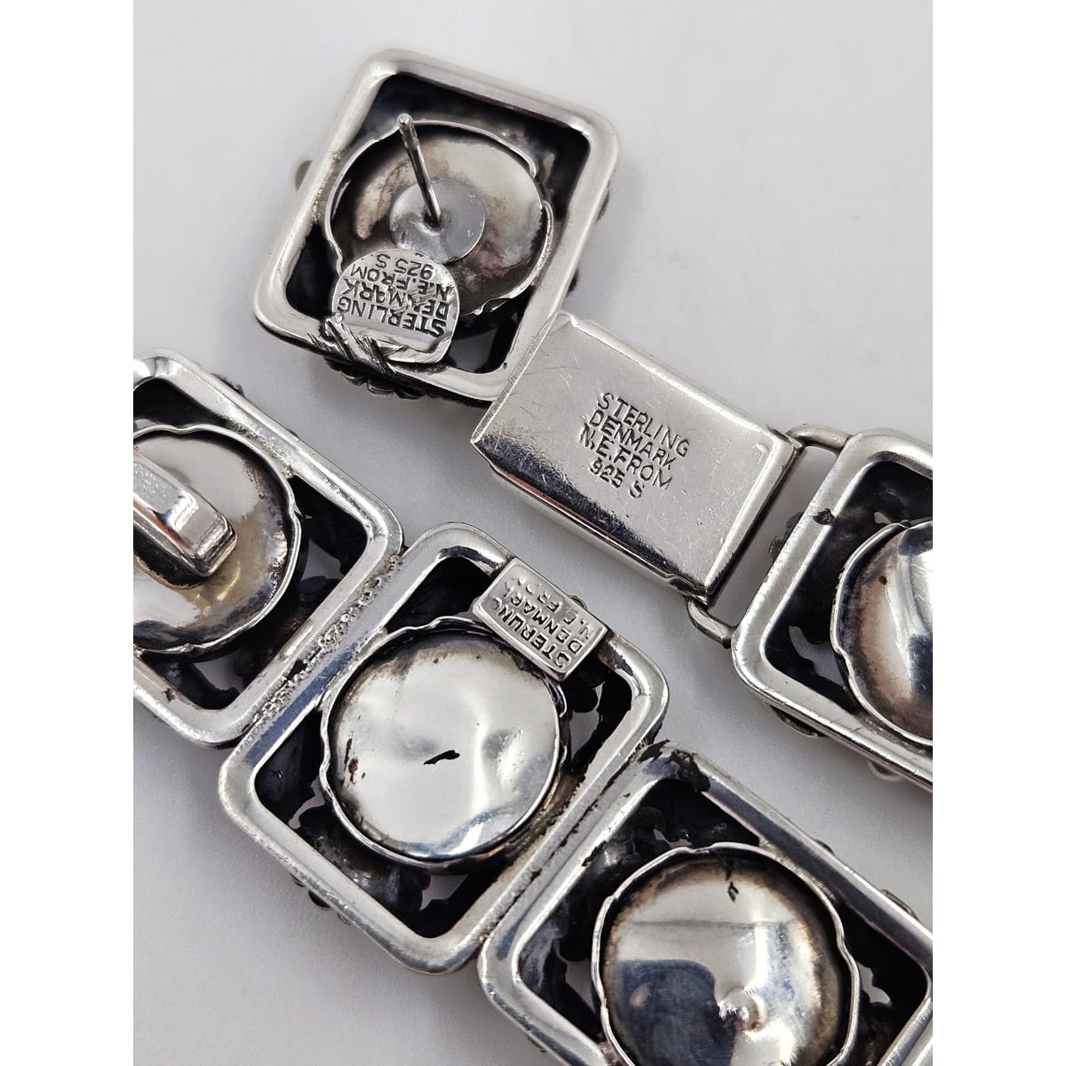 Niels Erik From Jewelry Danish NE From Sterling & Black Onyx Flora Fauna Demi Parure Set 1940s