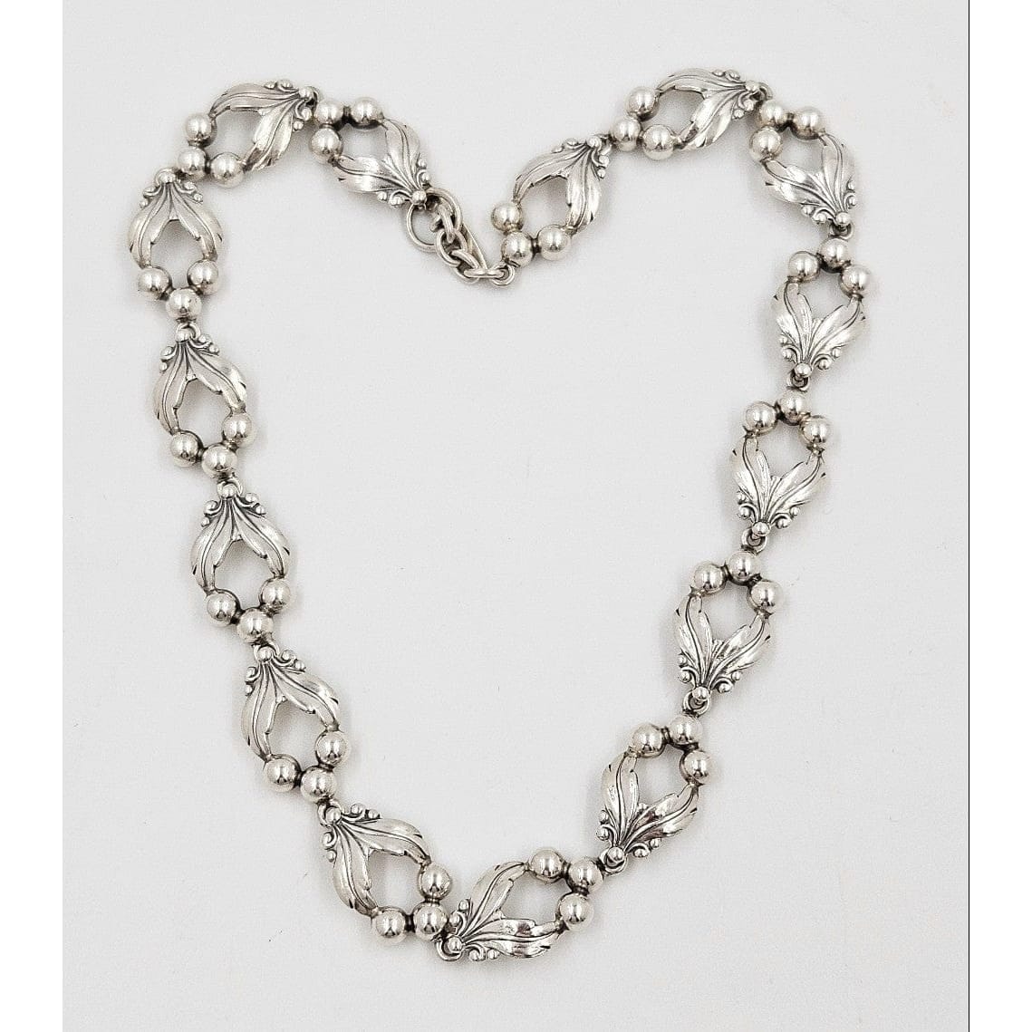 Niels Erik From Jewelry Niels Erik From Denmark Sterling Art Deco Flower Necklace C. 1940s