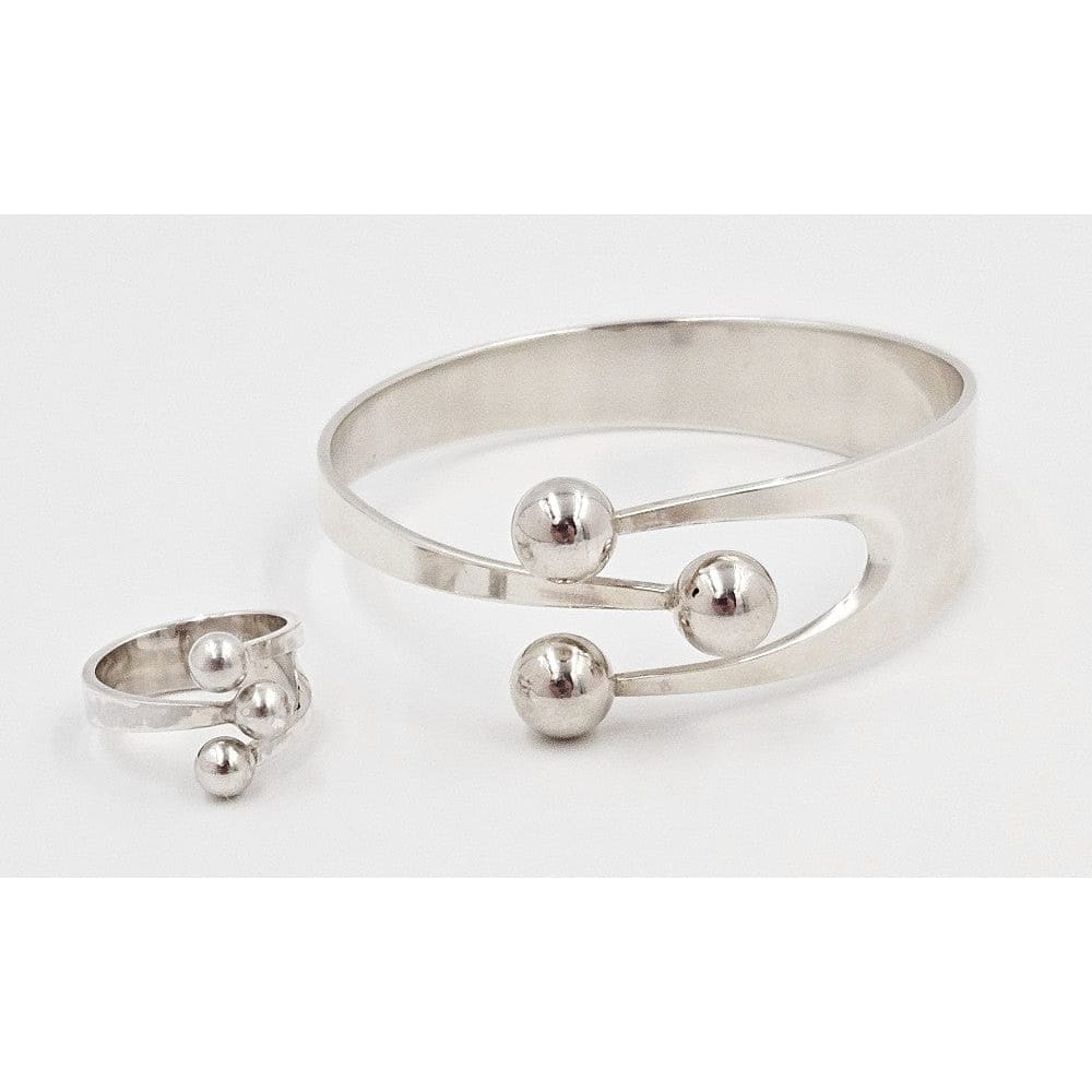 Norway Plus Designs Jewelry Anna Greta Eker Norway+Designs Sterling 3-Prong Crown Bangle Ring Set 60s