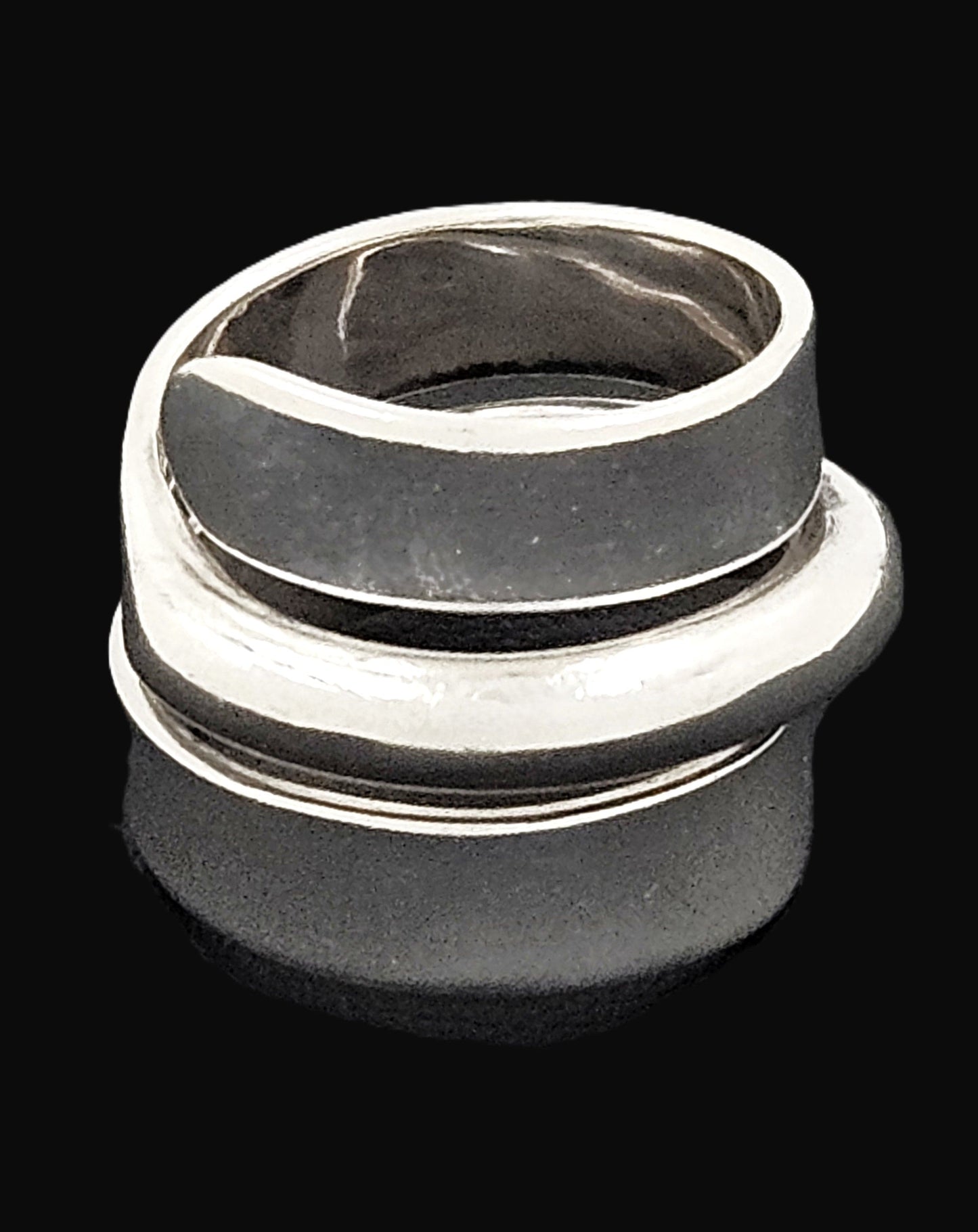 Norway Plus Designs Jewelry RARE Norway + Designs AGE Sterling Modernist Triple Wrap Unisex Ring C. 1960s