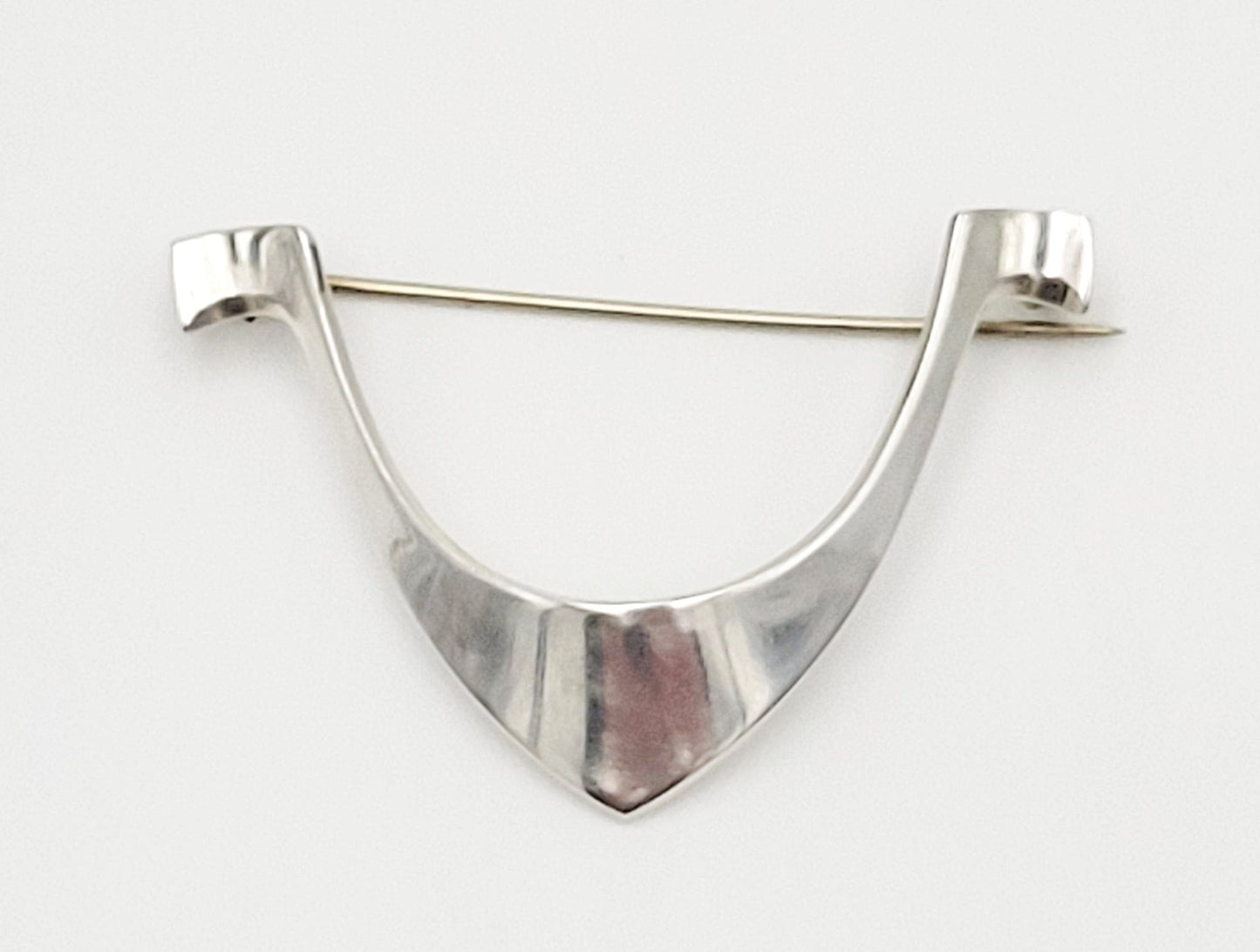 Norway Plus Designs Jewelry Tone Vigeland Norway+Designs Retro Modernist Sterling Viking Ship Brooch 60's