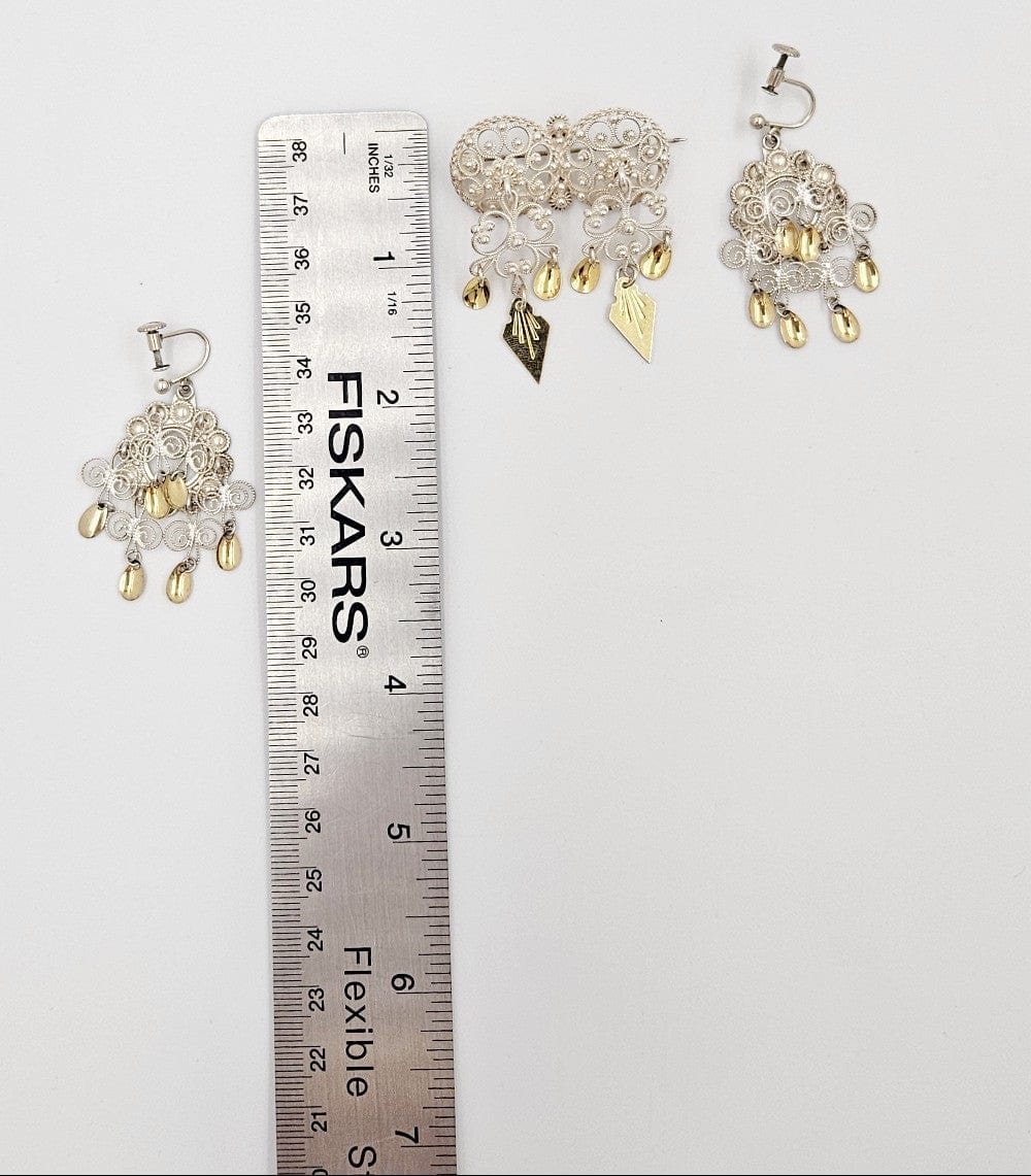 Norwegian Sterling Solje Set Jewelry Vintage Norwegian Sterling Silver Solje Brooch & Earrings Set #6