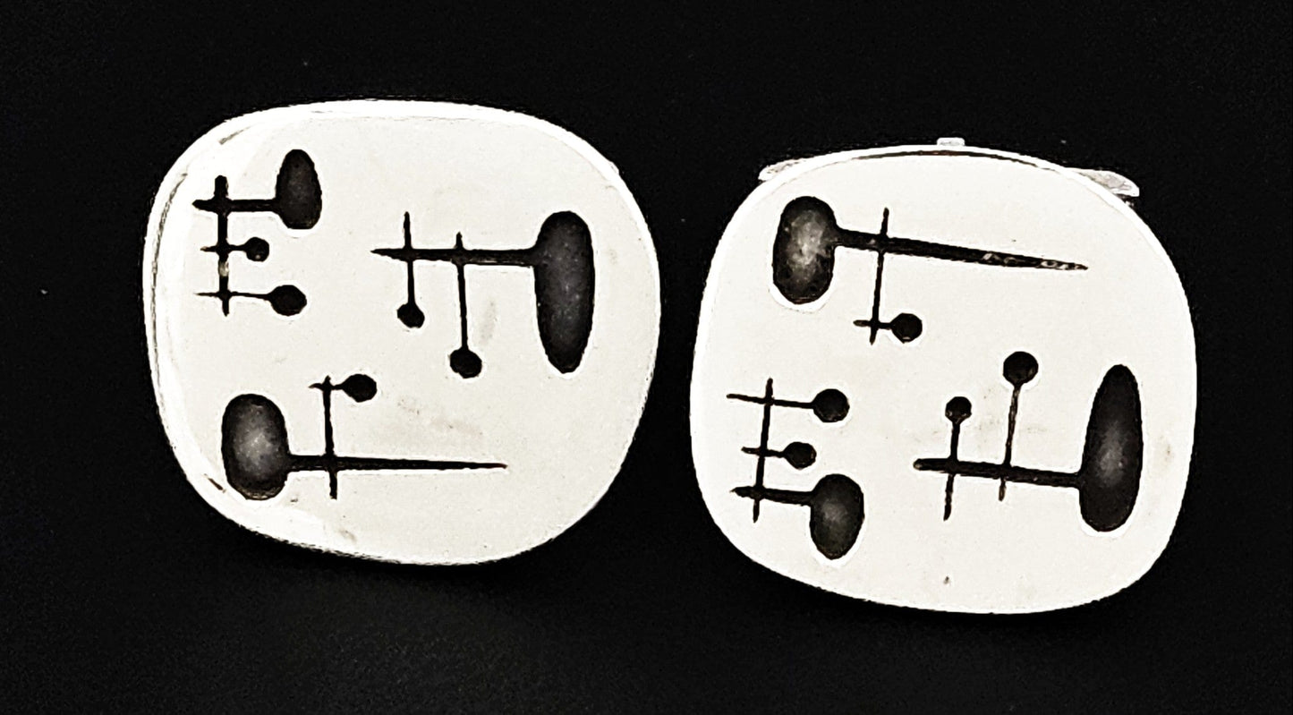 Novitt Denmark Jewelry Danish Designer Novitt Abstract Mod Sterling Cufflinks Circa 1960s RARE