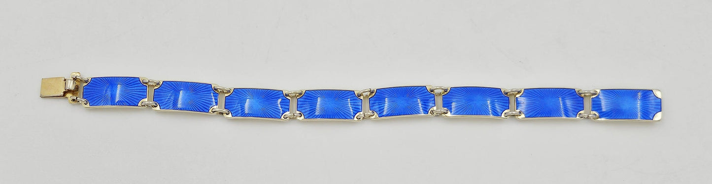 OPRO Jewelry OPRO Norway Sterling Royal Blue Guilloche Enameled Bracelet Circa 1970's