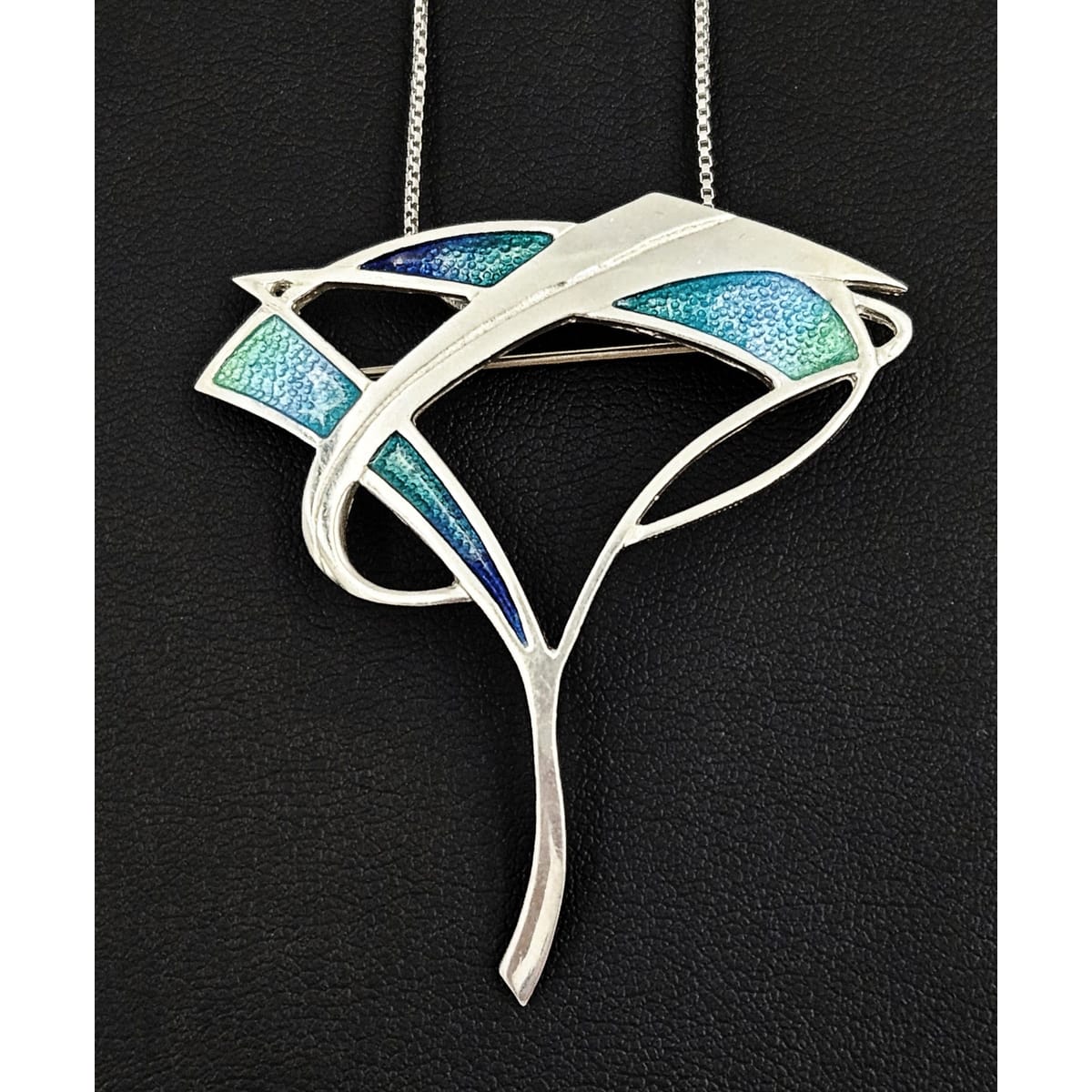 Pat Cheney Jewelry Scottish Pat Cheney MG Sterling & Enamel Art Deco Brooch/Pendant Necklace