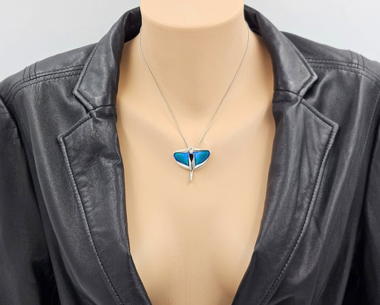 Pat Cheney Jewelry Scottish Pat Cheney Sterling & Enamel Art Deco Pendant Necklace Circa 1982