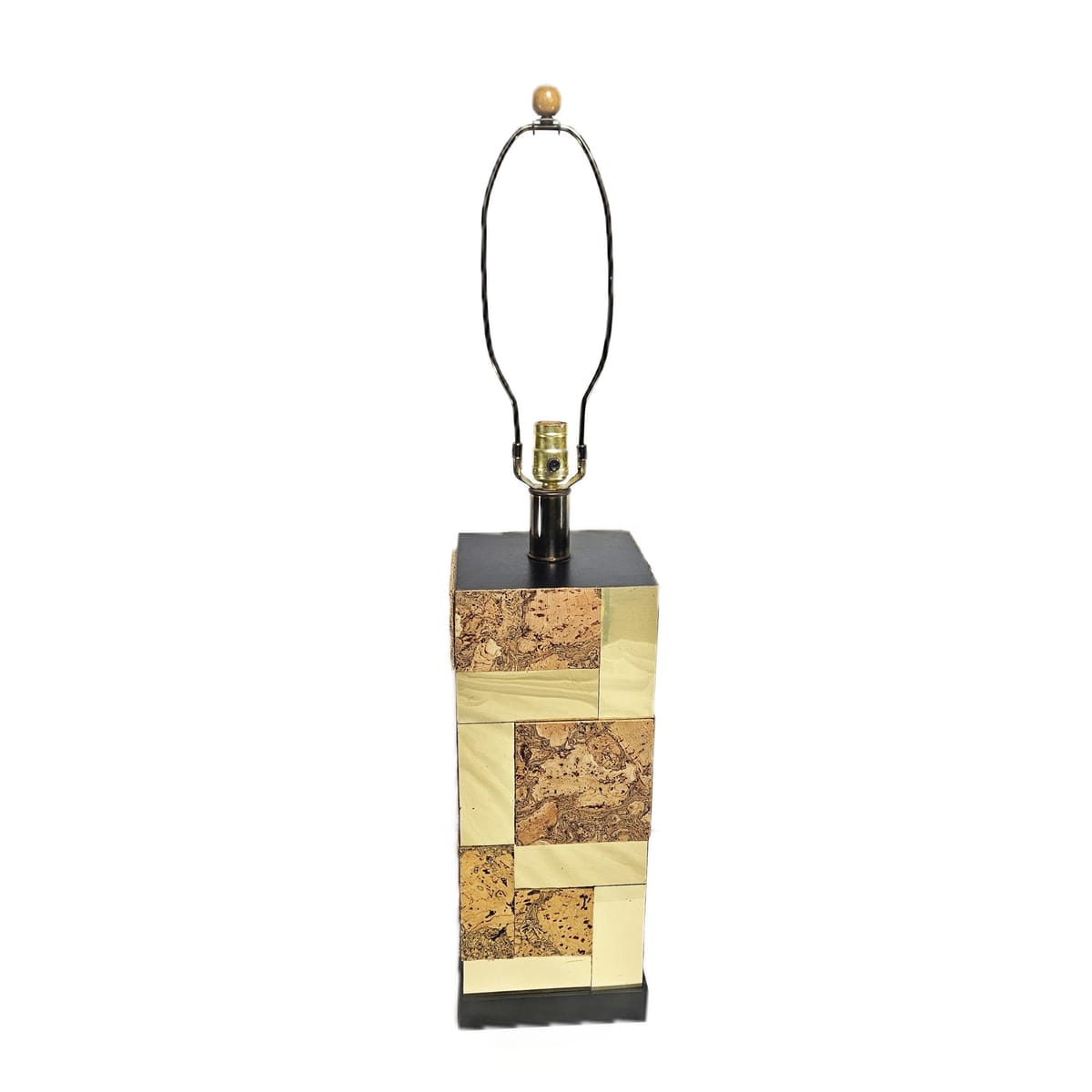 Paul Evans Lighting Designer Paul Evans Cityscape Brass & Burled Cork Table Lamp Circa 1970&