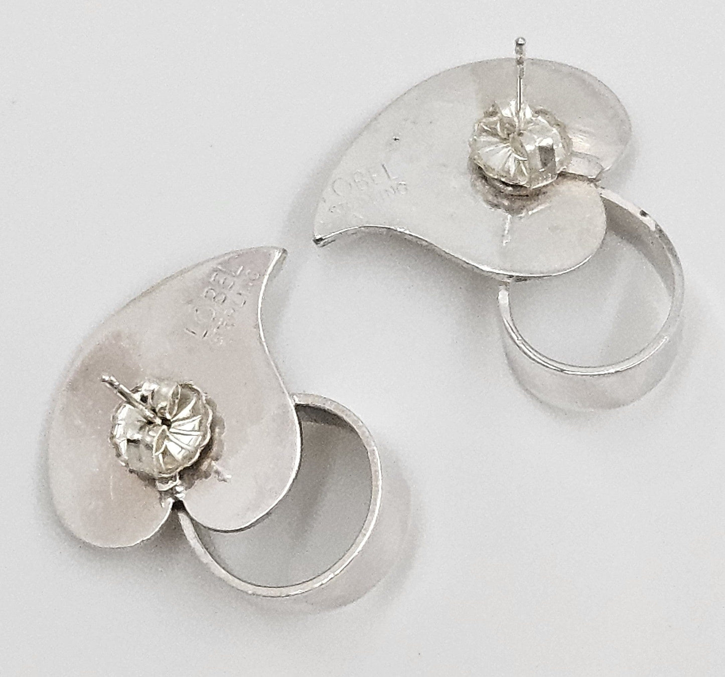 Paul Lobel Jewelry Rare NY Designer Paul Lobel Sterling Modernist Earrings & Brooch Set 1950s