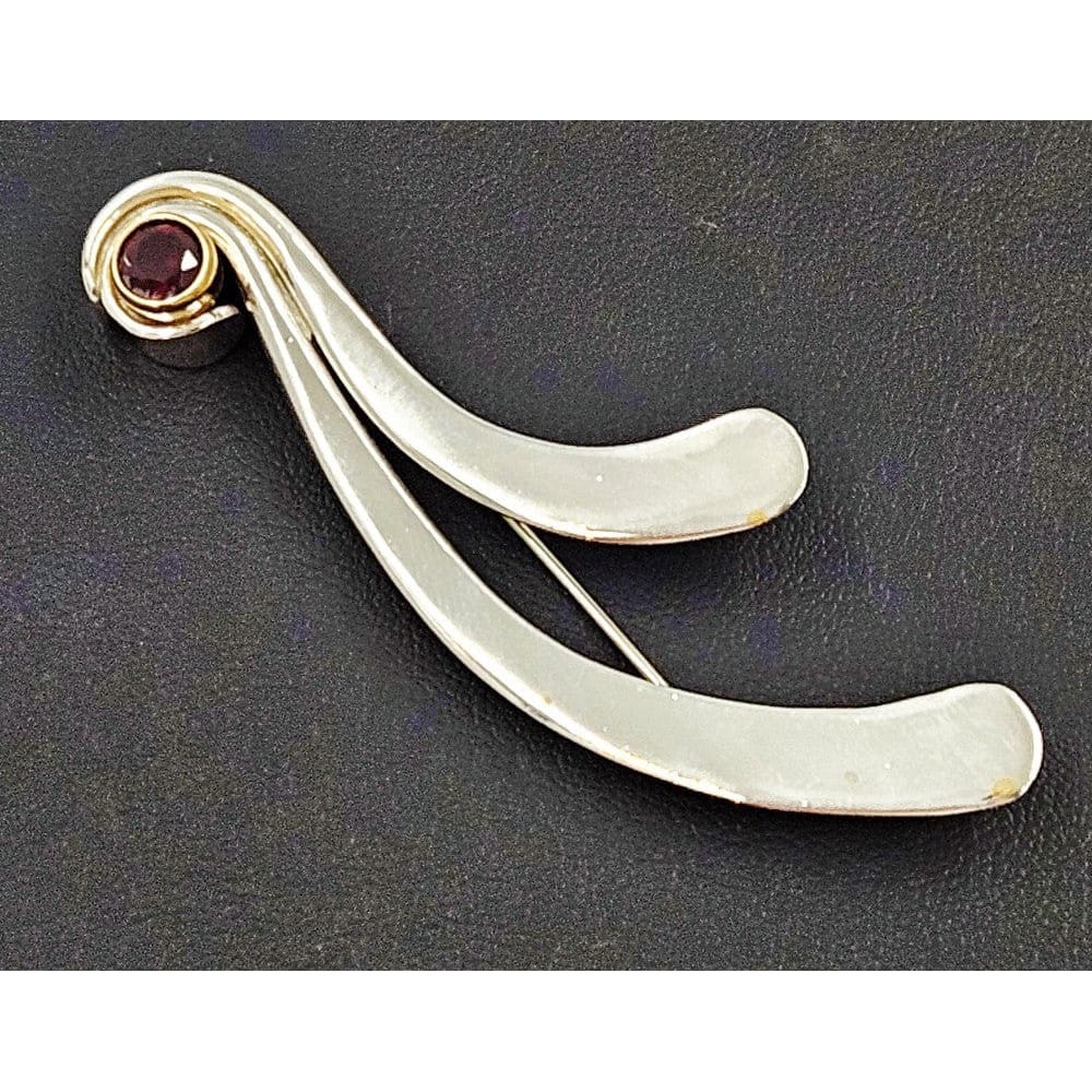 Peter James Jewelry Artisan Sterling Silver & 14K Gold Abstract Modernist Brooch Signed Peter James