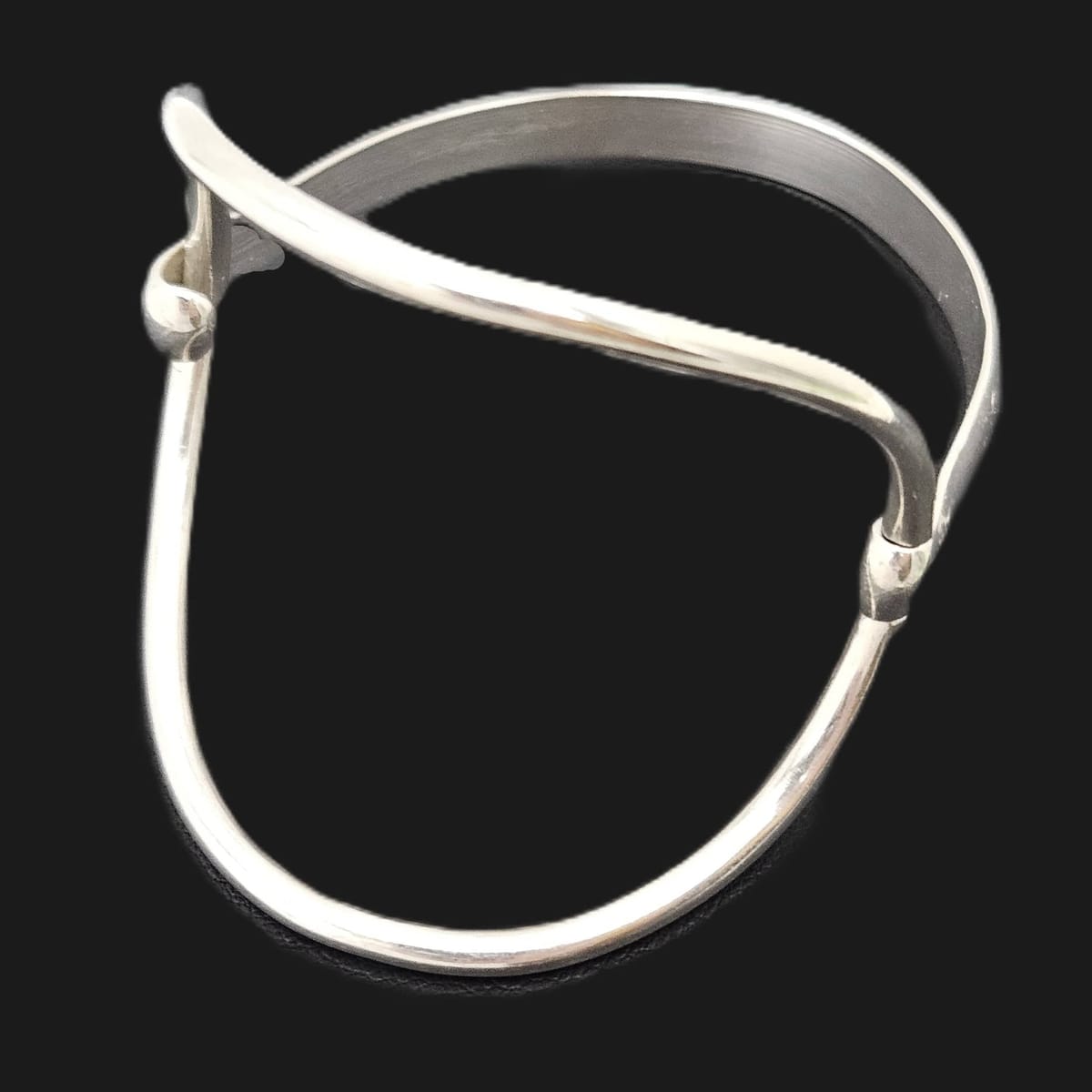 Vintage Artisan Signed PM sterling silver modernist Tubular 2-Piece Bangle Bracelet, view 1 of 10