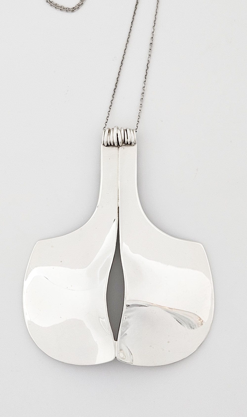 Prele Sterling Jewelry Artisan Signed Sterling Silver Unisex Abstract Modernist XL Pendant Necklace