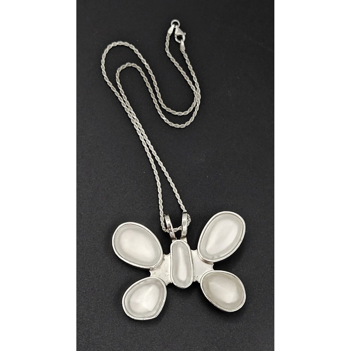 Rebecca Collins Jewelry Rebecca Collins Sterling & Lucite Butterfly Brooch Pendant Clip Necklace C.1990s