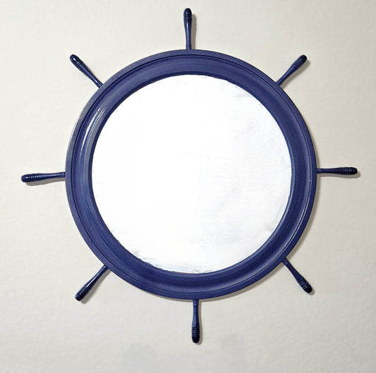 Restored Ship's Wheel Mirror Home Decor Superb Fully Restored Ship's Wheel Wall Mirror In Deep Semi Gloss Navy 1950's
