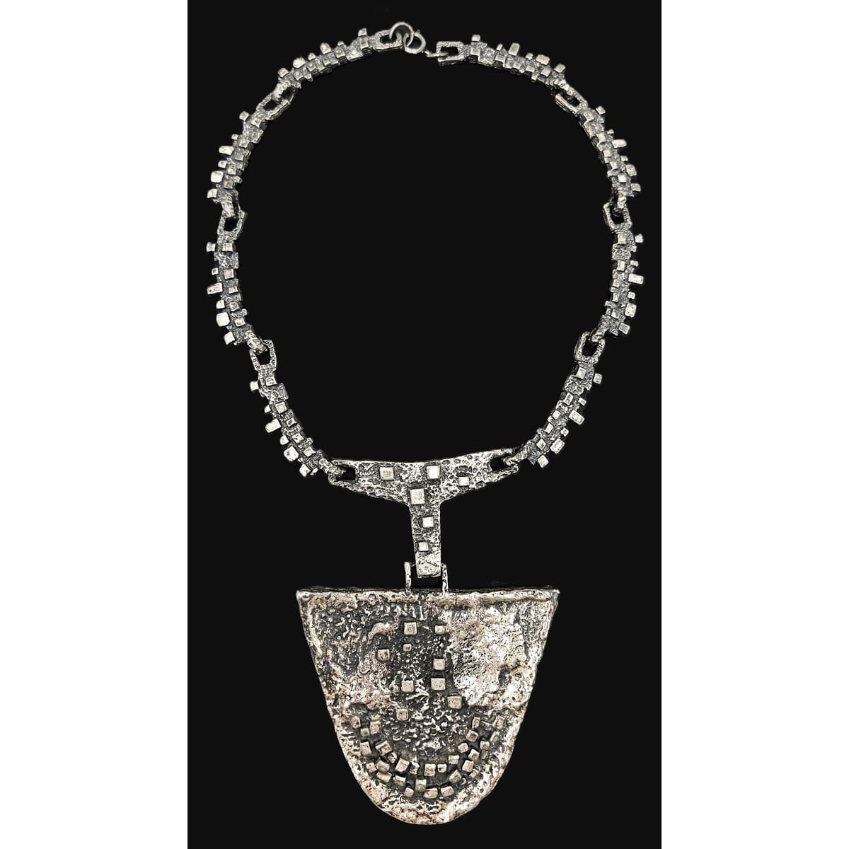 Robert Larin Jewelry Robert Larin Brutalist Silver Huge Collar Statement Pendant Necklace C. 60/70s