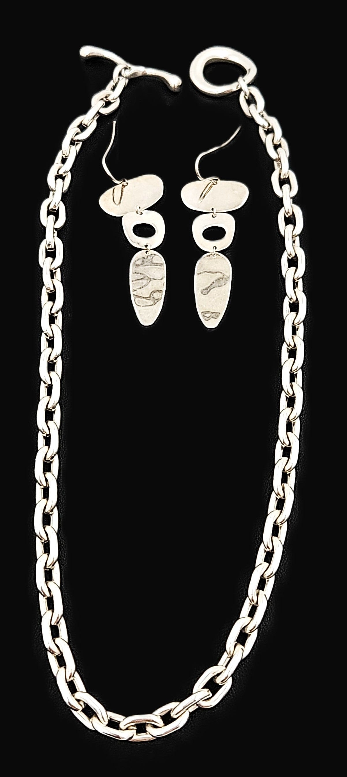Robert Lee Morris Jewelry Superb Robert Lee Morris Sterling Modernist Necklace & Earrings Set C. 1980's